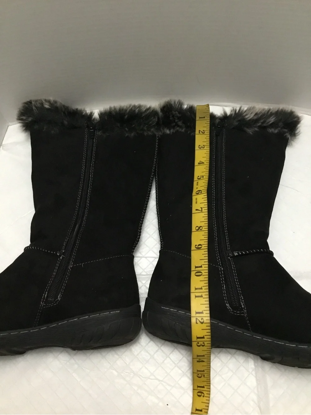 Natural Soul Black Faux Fur Mid-Calf Winter Boots Side Zip Size 9.5‎